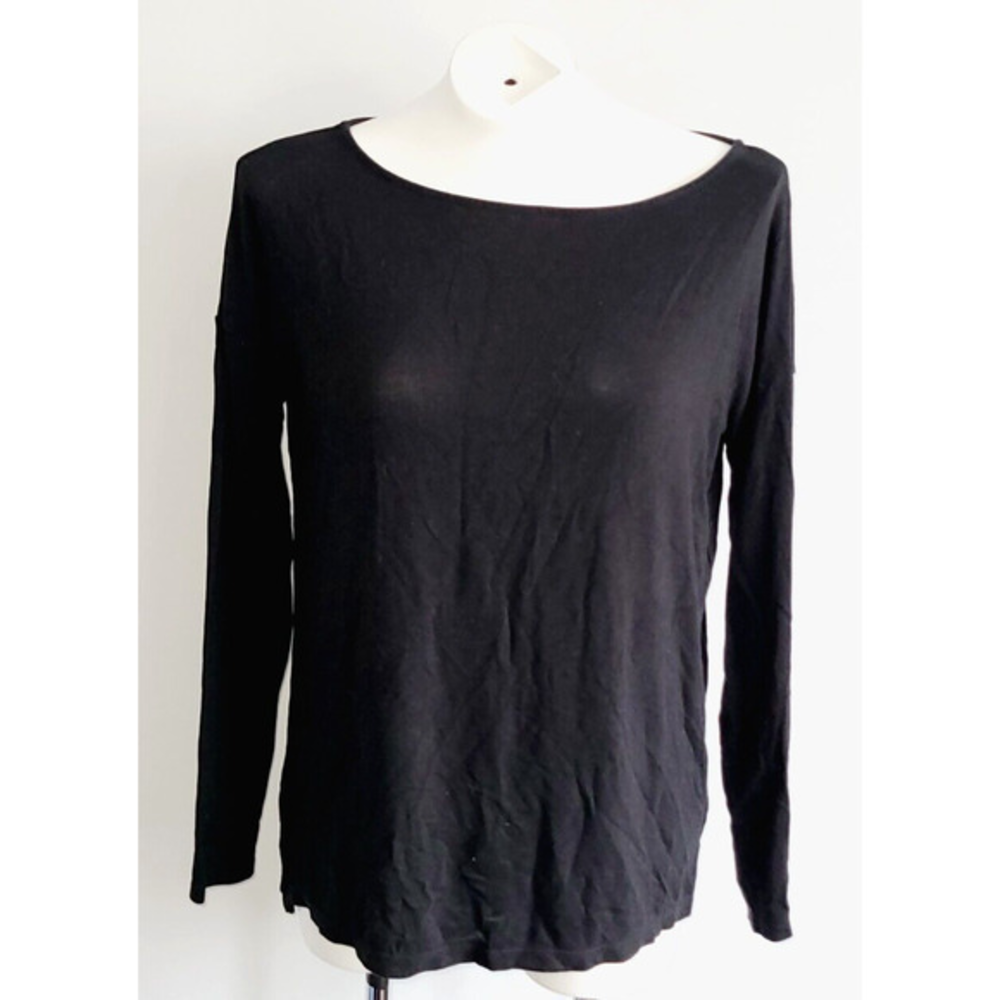 Lauren Ralph Lauren Womens Black Long Sleeve Boat Neck Jersey Knit Top Size M